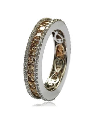 Suzy Levian Sterling Silver Cubic Zirconia Princess Cut Brown Eternity Band