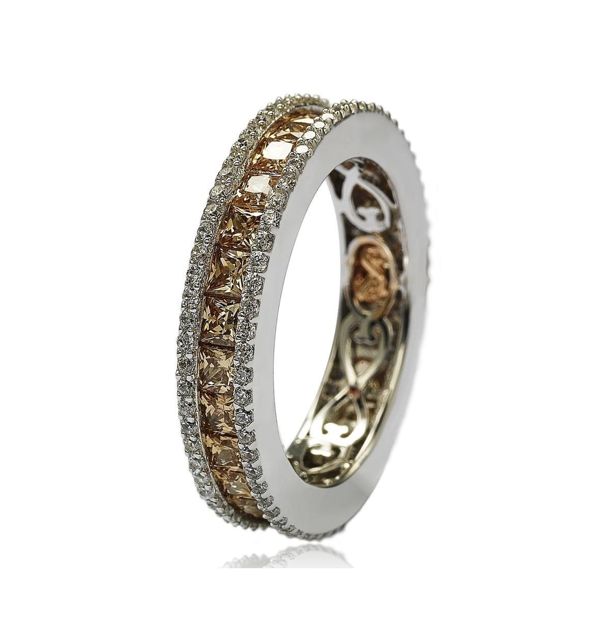 Suzy Levian New York Suzy Levian Sterling Silver Cubic Zirconia Princess CutEternity Band - Brown