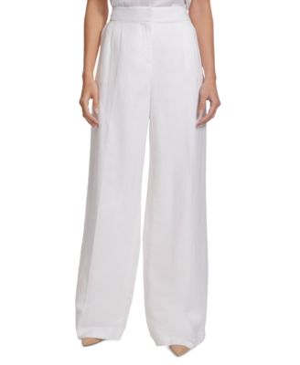 Calvin Klein - Women's Linen Blend Wide-Leg Pants