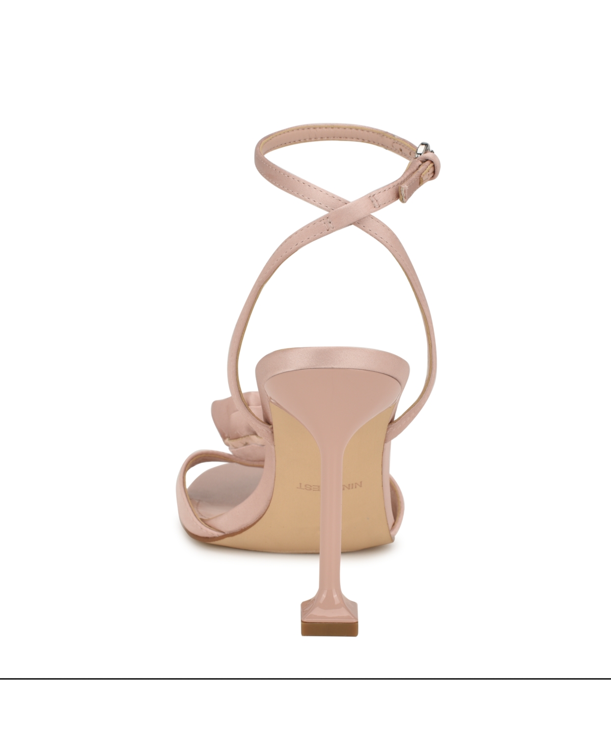 Shop Nine West Women's Neve Almond Toe Ankle Strap Dress Sandals In Black Satin