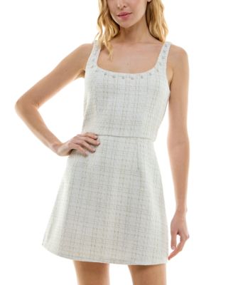 Trixxi - Juniors' Tweed and Imitation Pearl Accented Dress
