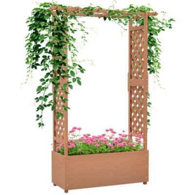 70.75" Raised Garden Bed with Trellises and Roof, Drainage and Filter