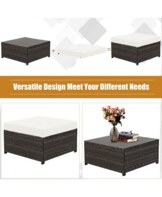 5 Pieces Patio Rattan Furniture Conversation Sets with Removable Cushions