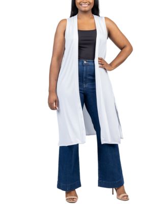 Plus Size Asymmetric Open Front Cardigan Sweater