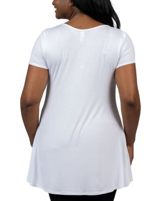 Plus Size Short Sleeve V-Neck Tunic Top
