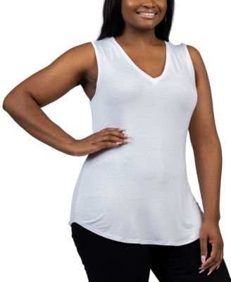 Plus Size V-Neck Sleeveless Rounded Hemline Top