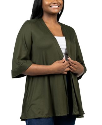 Plus Size Elbow Length Open Front Cardigan Sweater