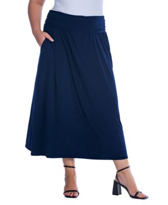 Plus Size Foldover Maxi Skirt With Pockets