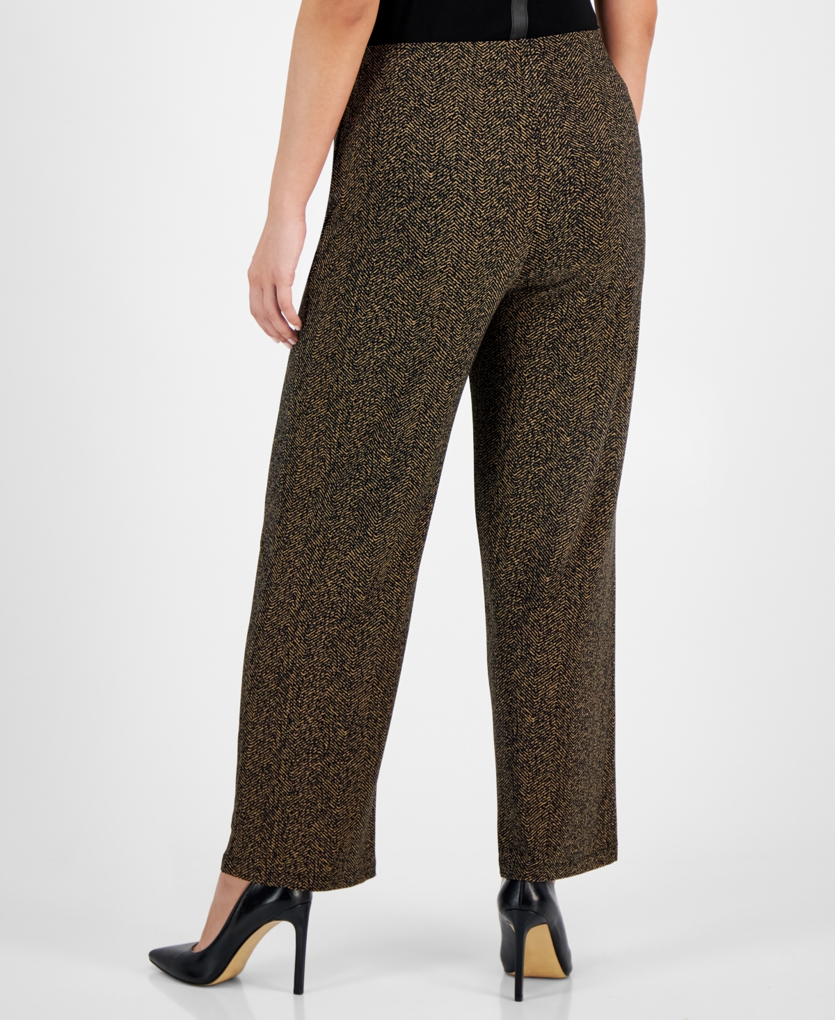 Ak Anne Klein Petite Pull-On Wide-Leg Knit Pants