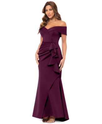 Women's Scuba Off-The-Shoulder Gown
