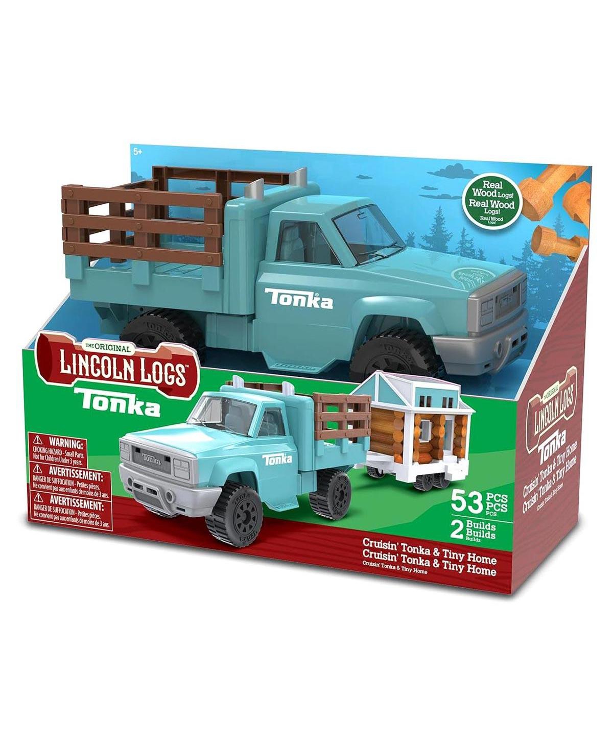 Cruisin' Tonka Classic Pickup Truck with Lincoln Logs Tiny Home on Trailer