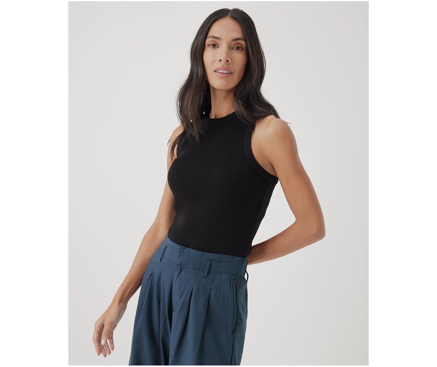Женский топ Pact Organic Cotton Favorite Rib Racerback, цвет: Чёрный — фото 3