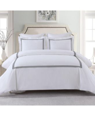 Egyptian Linens Adeline Cotton Percale Embroidered 2Pc Duvet Cover Set, Twin/Twin XL