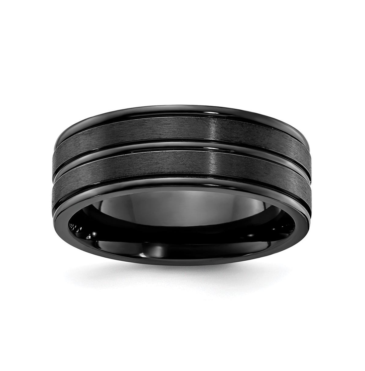 Titanium Black Ip-plated Brushed and Polished Wedding Band Ring - Black