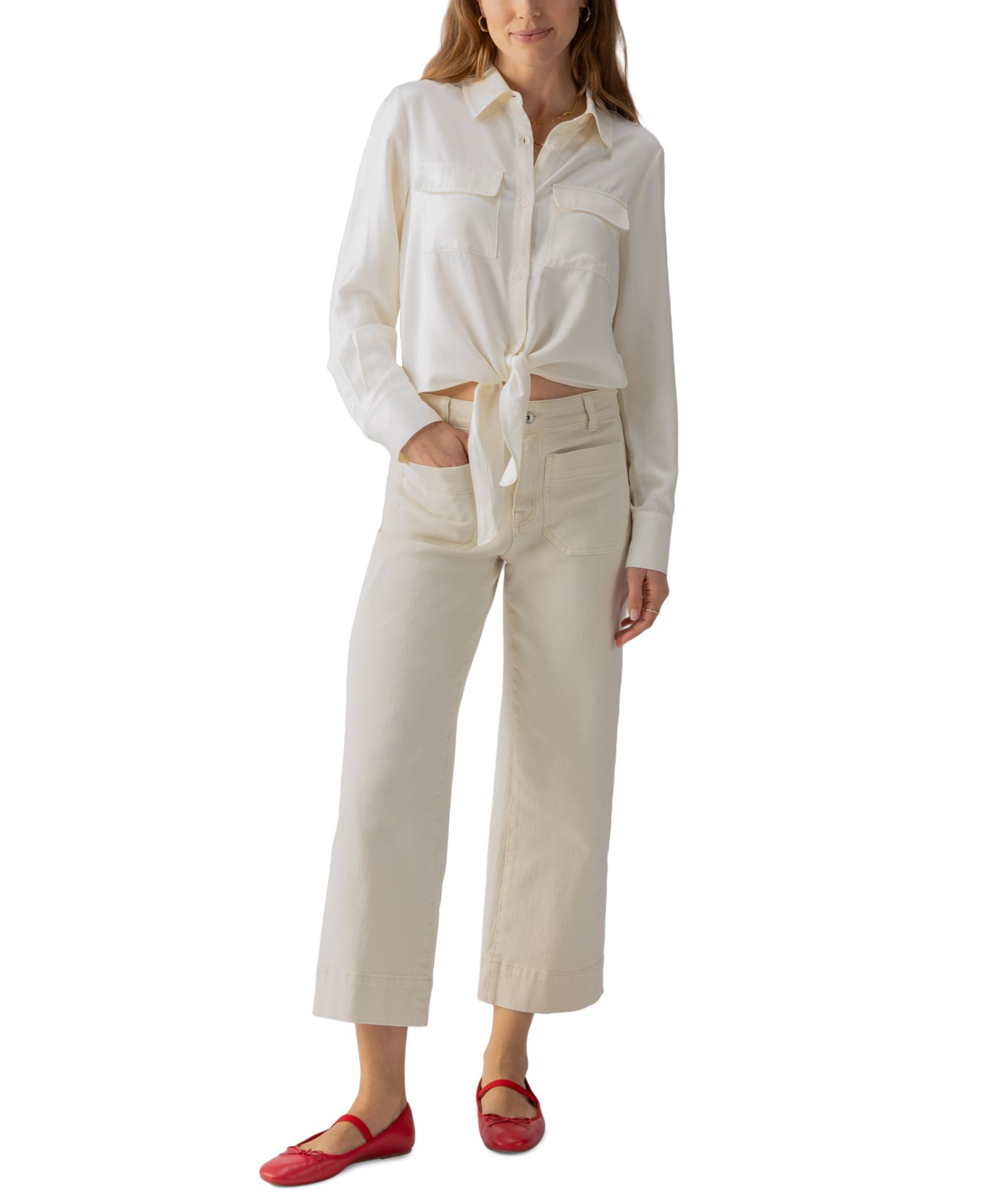 Women's The Marine Mid-Rise Cropped Wide-Leg Jeans