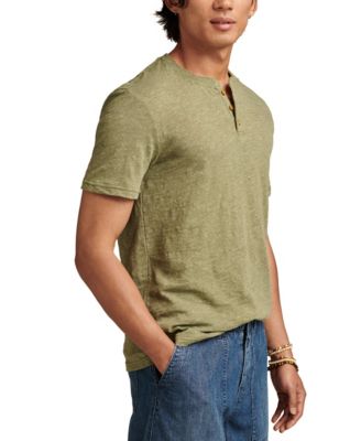 Lucky Brand Men's Big & Tall Geo Striped Short Sleeve Henley - 100% Cotton, Three-Button Placket