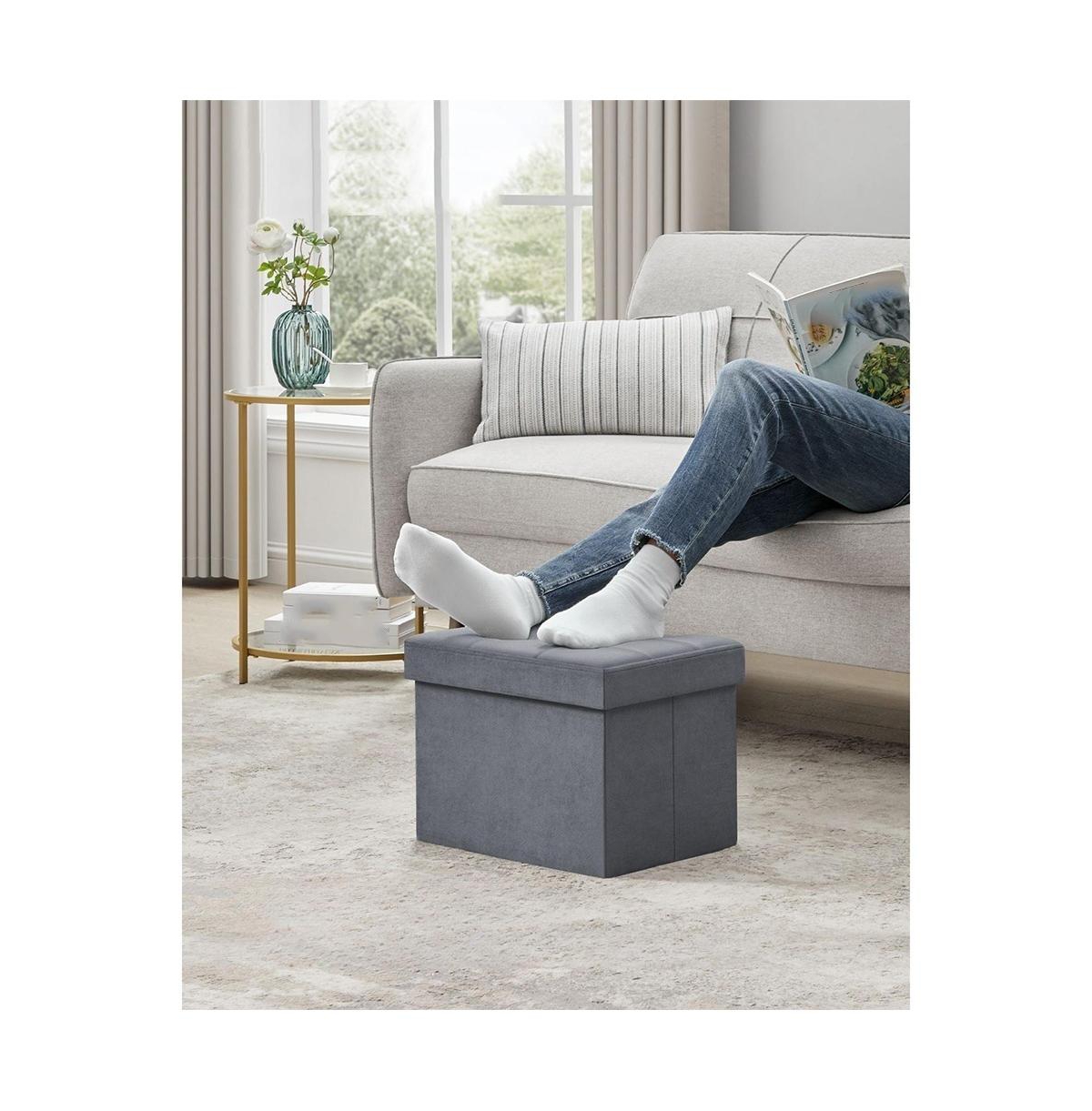 Slickblue Storage Ottoman, Foldable Velvet Storage Box, Storage Chest, Foot Rest, for Living Room, Bedroom