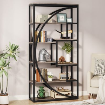 Industrial 5-Tier 70.8-Inch Tall Bookshelf with 8 Open Shelves Etagere Bookcase Display Storage Unit for Home or Office
