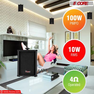 Outdoor Speakers Stereo In Wall 100W Peak Passive Home Audio System