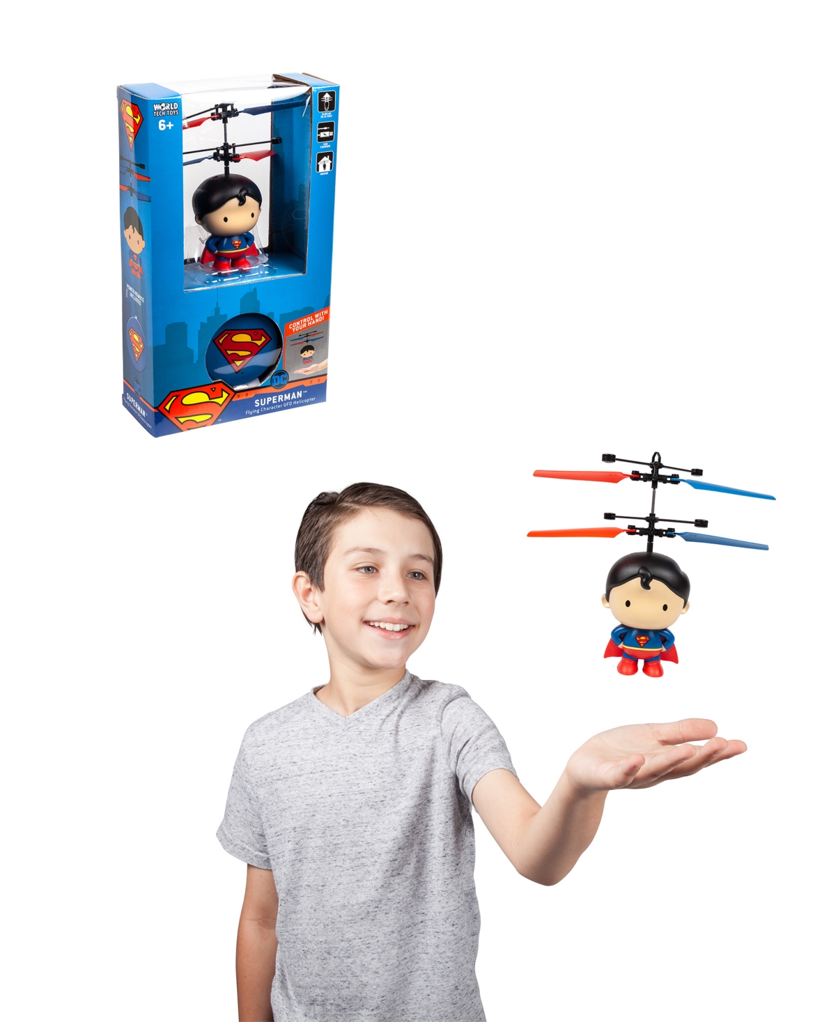 World Tech Toys Dc Superman 3.5 Inch Flying Character Ufo Helicopter In Multi