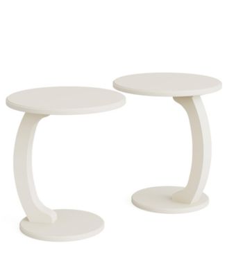 Tribesigns Round Side Table Set of 2, Wood C-Shaped End Table, Small ...