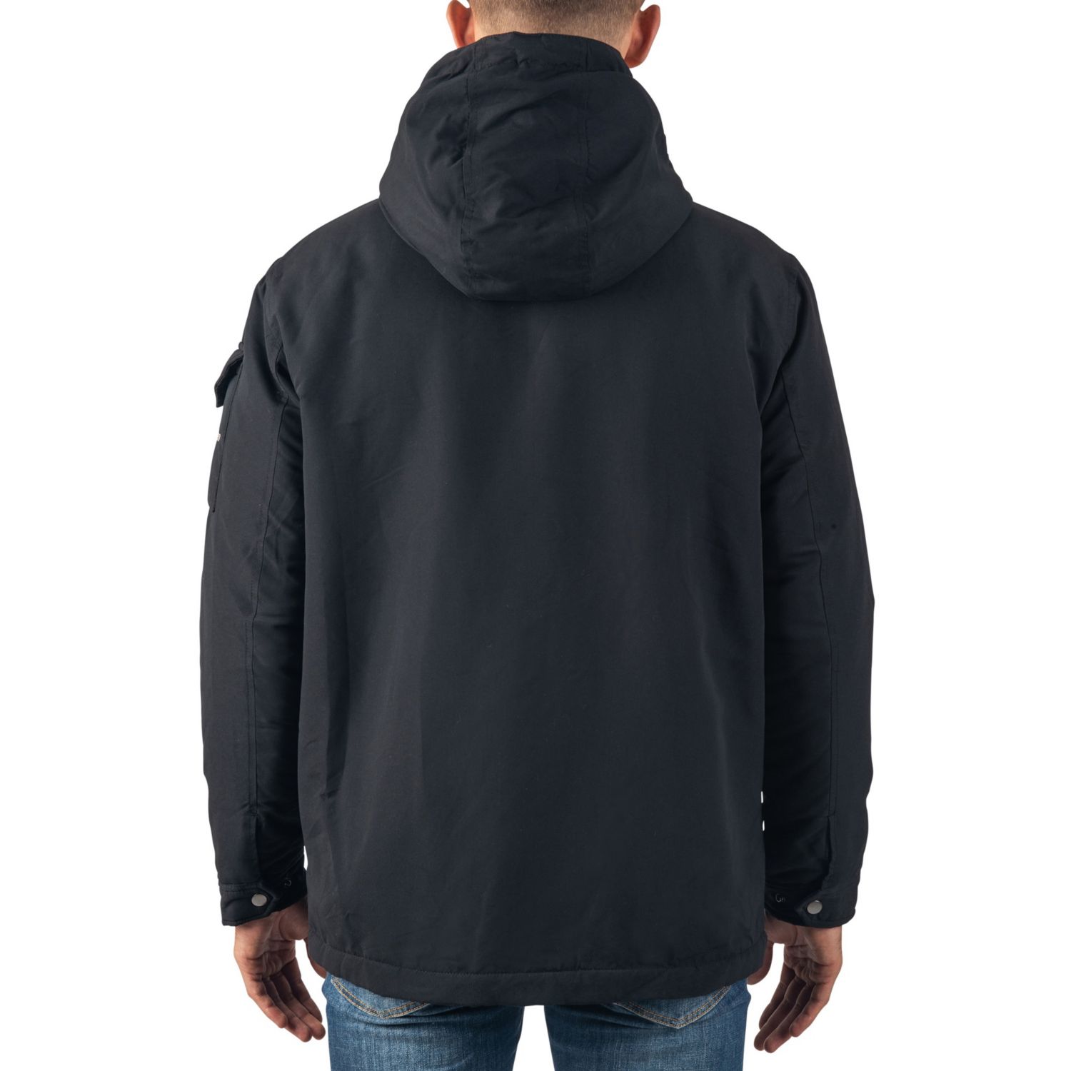 Mens Sherpa Lined Parka Hooded Winter Coat Cargo Utility Jacket