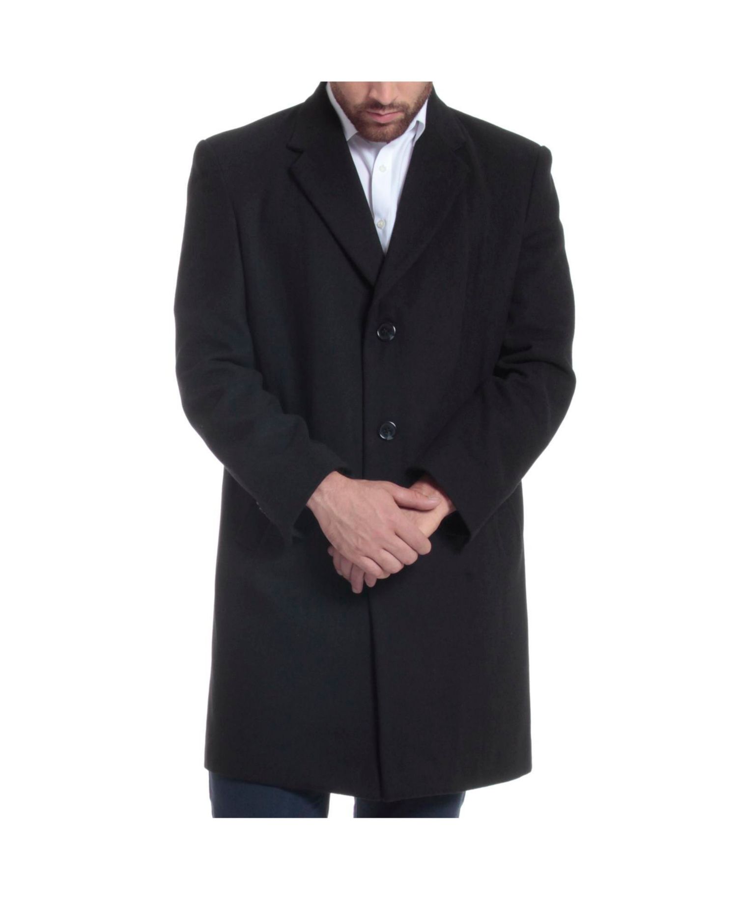 Men's Luke Wool Tailored 37" Walker Jacket Top Coat Car Coat Overcoat