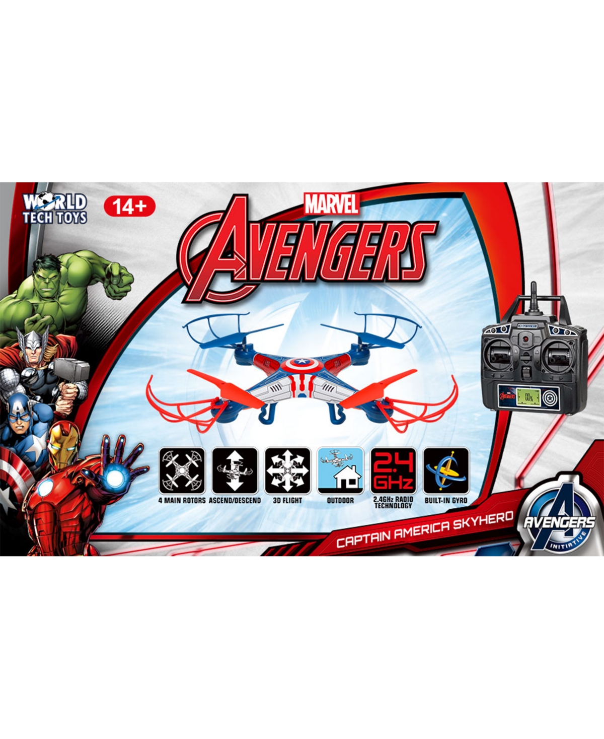 World Tech Toys Marvel Licensed Captain America Sky Hero 2.4ghz 4.5ch Rc Drone In Multi