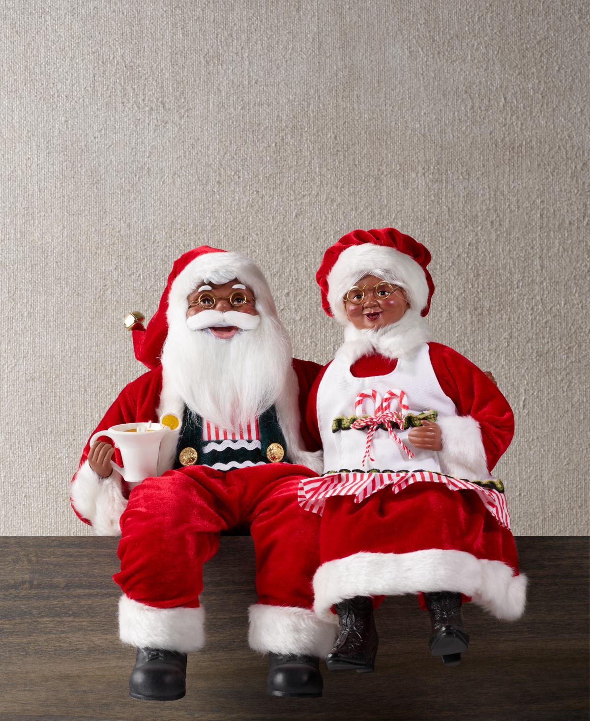 Holiday Lane Red & White Mr. and Mrs. Claus Figurine, Exclusively at Macy's