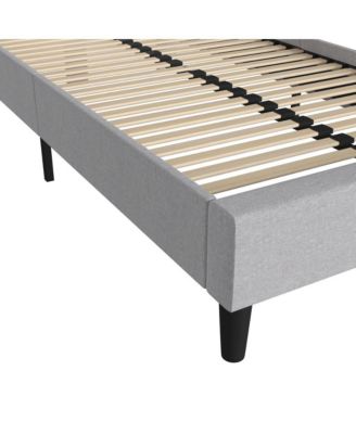 Remi Twin Platform Bed with Headboard - Fabric Upholstered Frame - 14 Wooden Slats - No Box Spring Required