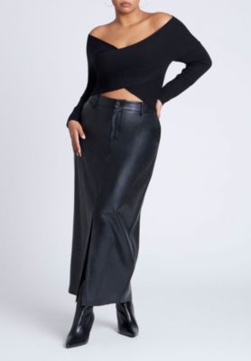 Women's Plus Size Wrap Front Cropped Sweater