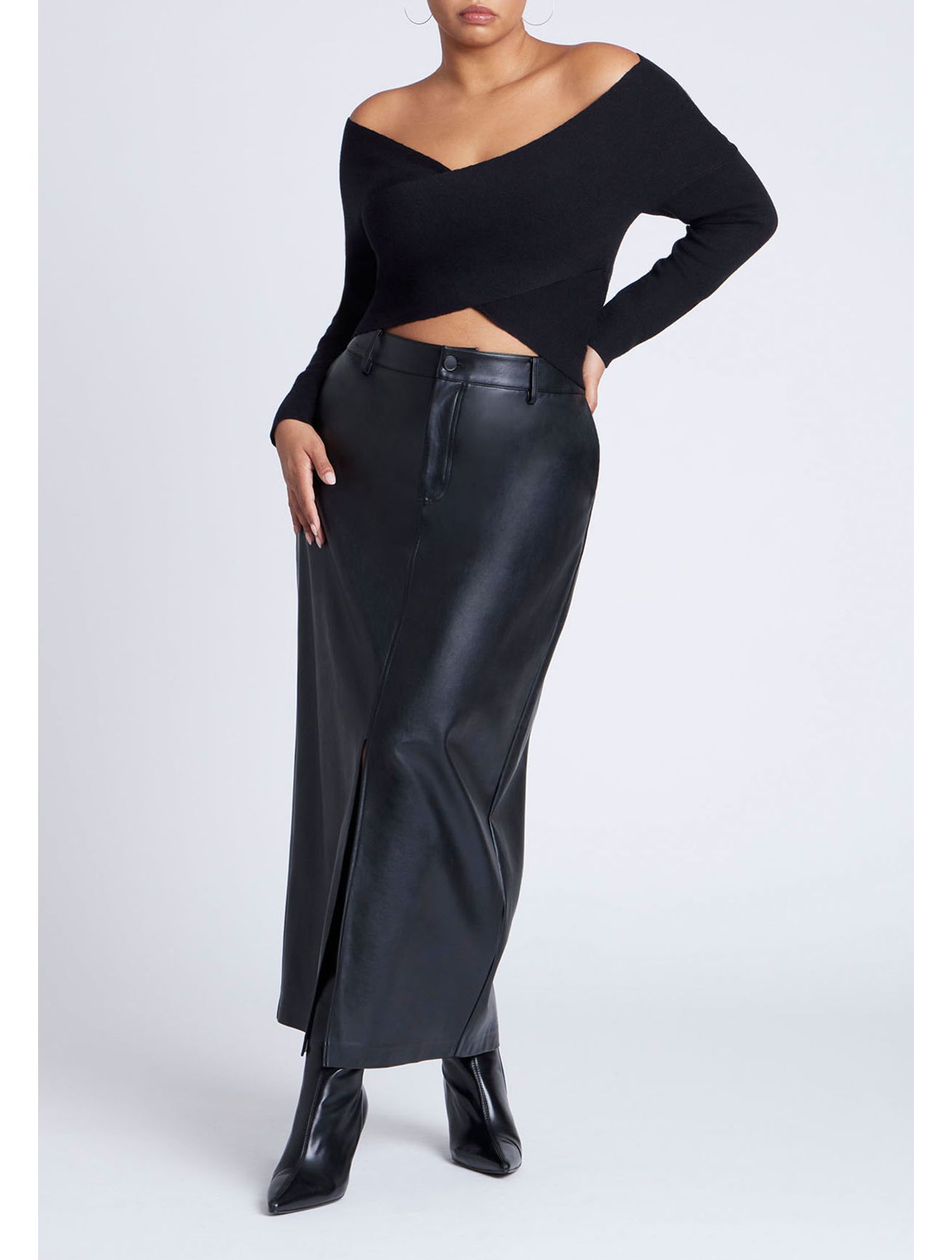 Women's Wrap Front Cropped Sweater