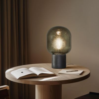 Bruce 16" LED Table Lamp with Green Glass Shade