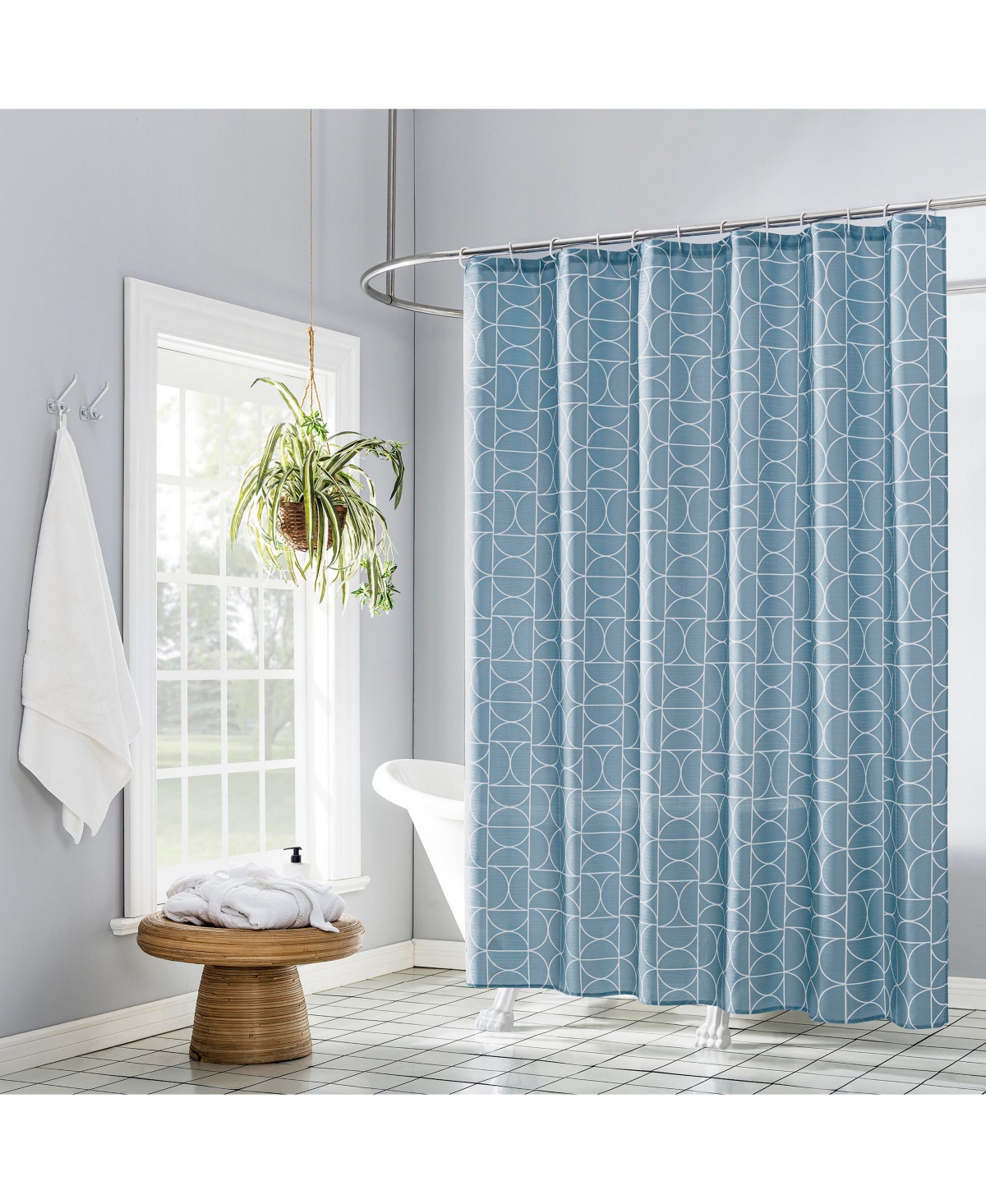 Roswell 13-Piece Geometric Print Shower Curtain Set