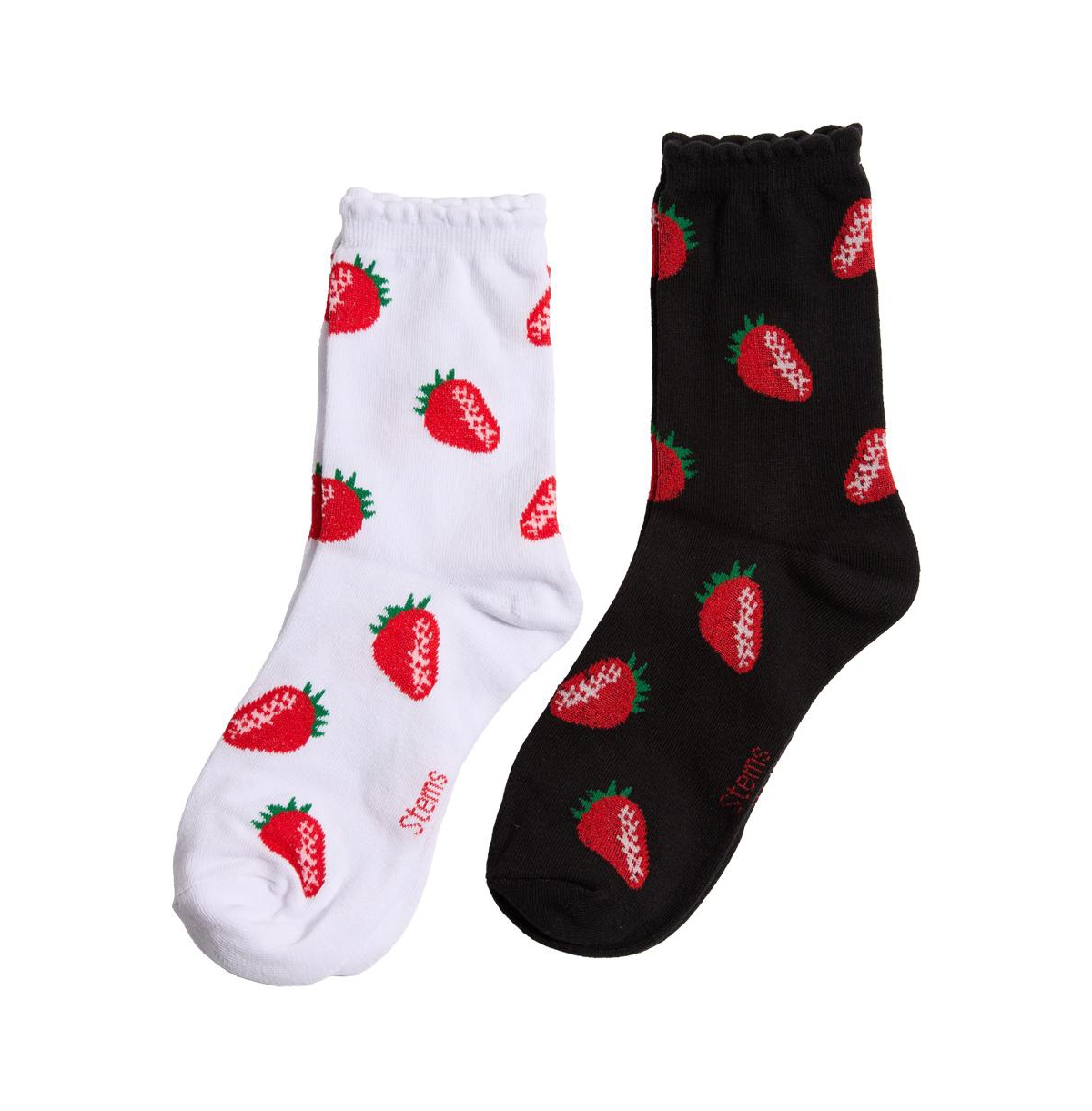 Women's Two Pack of Strawberry Crew Socks - Red