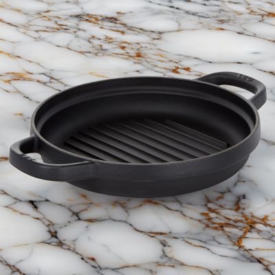 Graphite Enamel Cast Iron Round Grill Pan 10.25"
