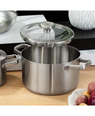 Graphite Recycled 18/10 Stainless Steel Stockpot 8", 3.6qt. With Glass Lid