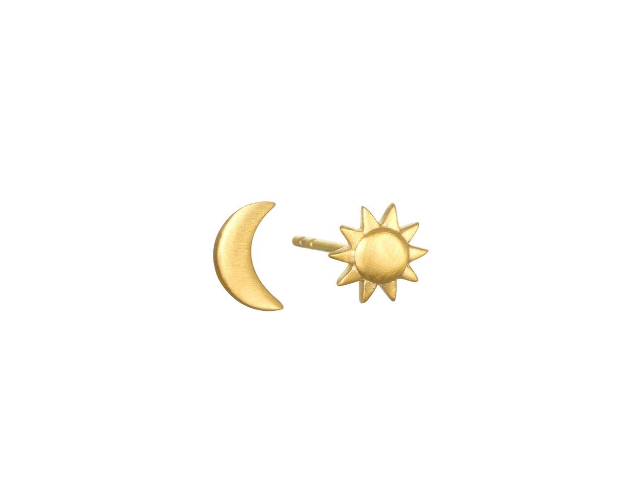 Celestial Light Moon and Star Stud Earrings - Gold