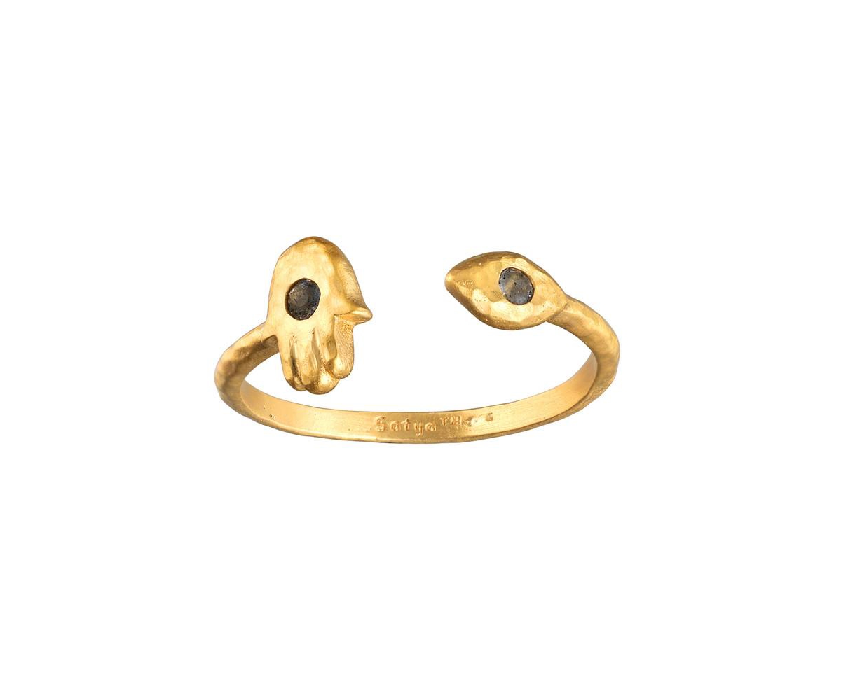 Shielded Spirit Hamsa Evil Eye Ring - Gold