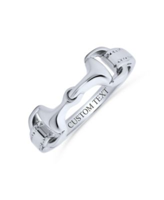 Cowgirl Equestrian Lover Double Horse Snaffle Bit Band Ring Sterling Silver