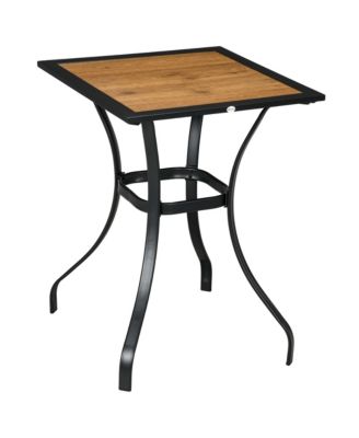 28" Outdoor Table, Faux Wood Garden Table, Brown