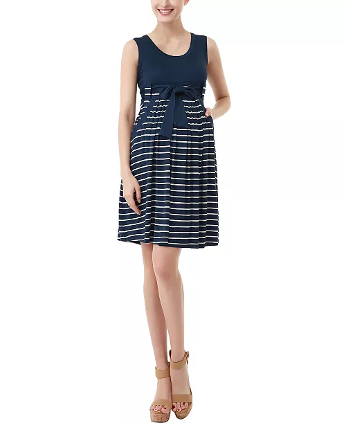 maternity scoop neck striped dress