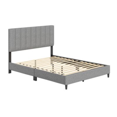 Leah Linen Upholstered Platform Bed Frame with Adjustable Headboard - 13 slat support