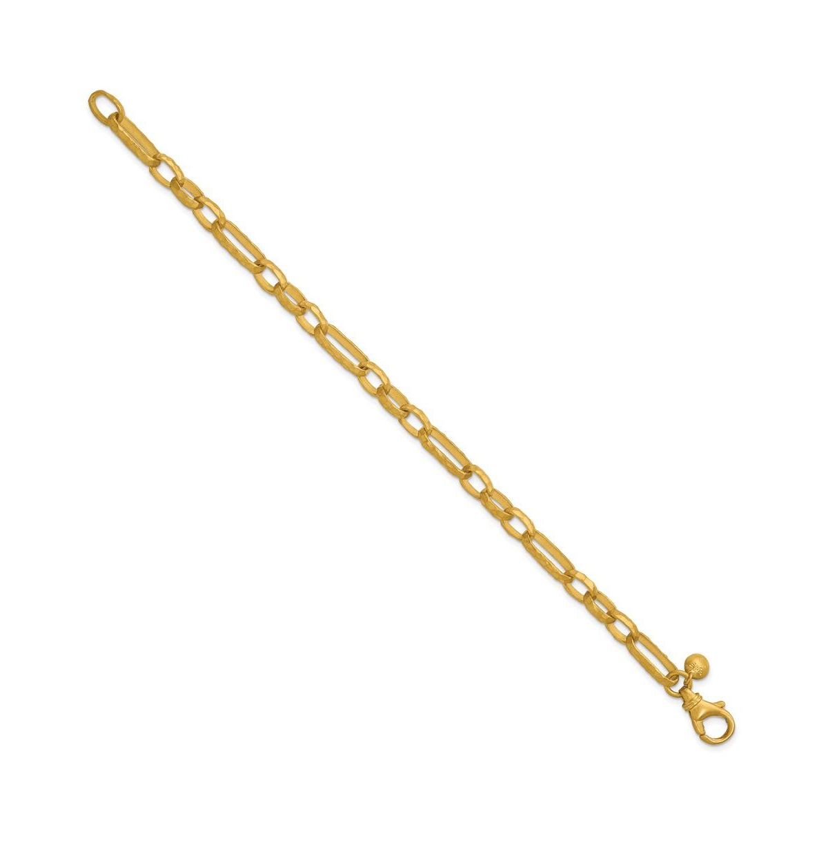 18k Yellow Gold Hammered Solid Fancy Link Chain Bracelet - Gold