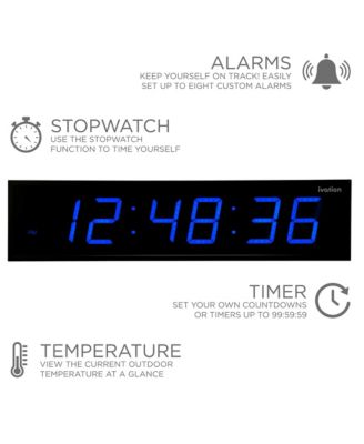 Large Digital Clock, 24" LED Wall Clock with Alarm, Timer & More