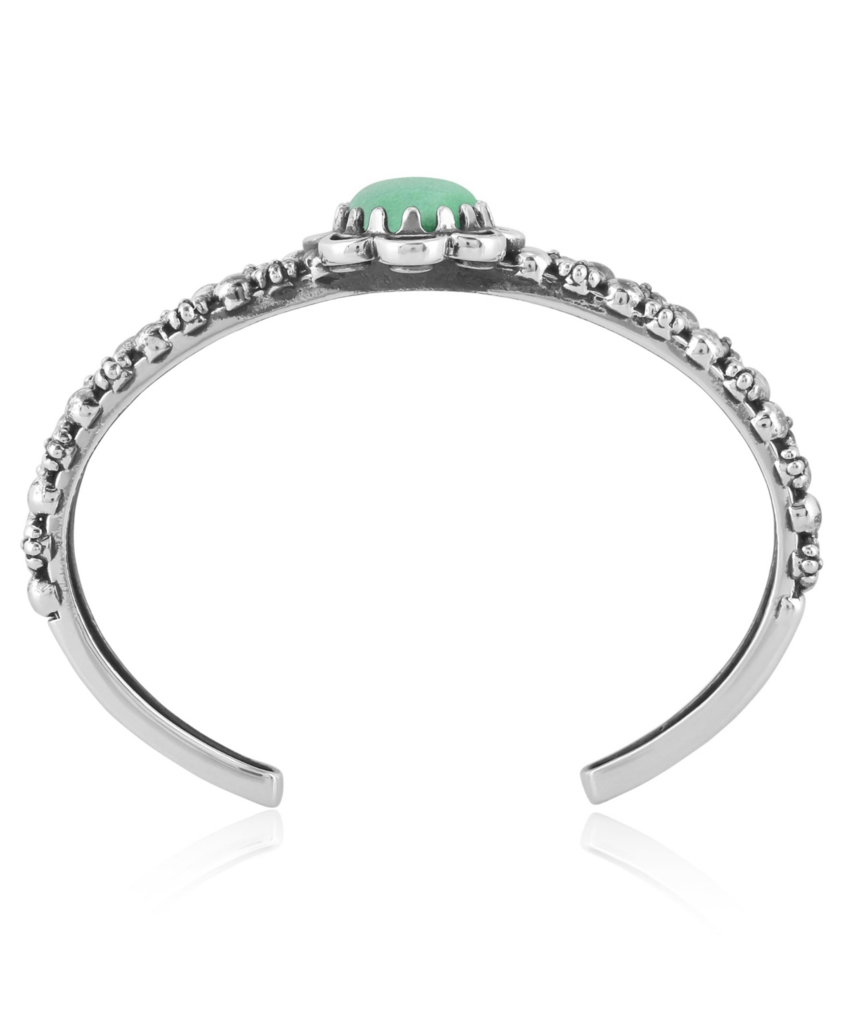 American West Jewelry SouthwesternSterling Silver Double Row Cuff Bracelet, Size - Large - Green variscite