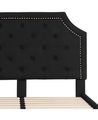 Provence Platform Bed With Slatted Support Contemporary Tufted Upholstery With Accent Nail Trim