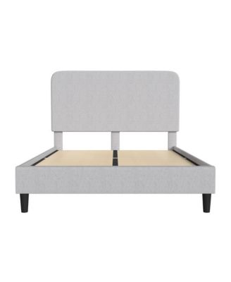 Remi Platform Bed With Headboard - Upholstered Frame - 14 Wooden Slats - No Box Spring Required