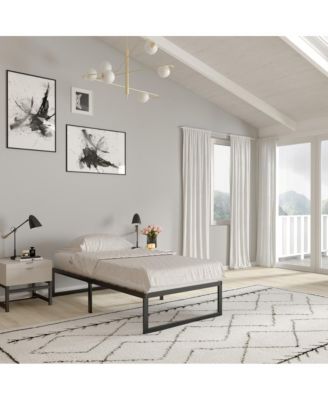 14 Inch Twin Size Steel Bed Frame With Steel Slat Support For Any Mattress (No Box Spring Required)