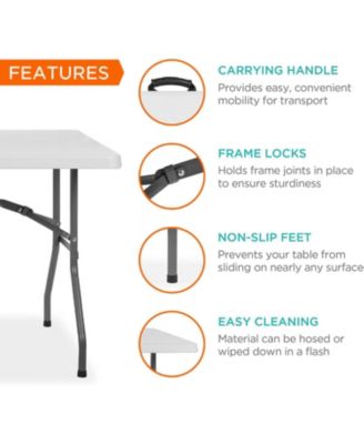 8 ft. White Fold-in-Half Steel Outdoor Picnic Folding Table